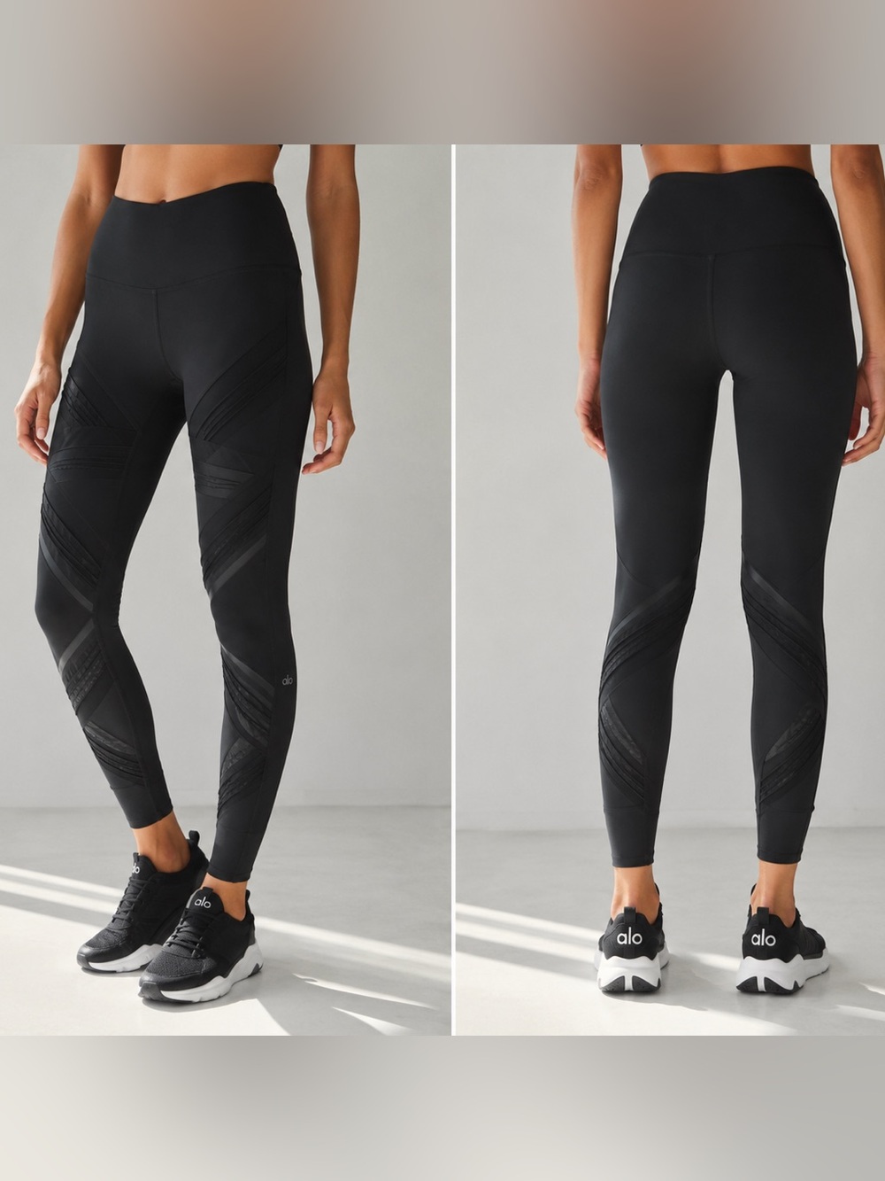 ALO Yoga Black High Rise Panel Leggings Size L